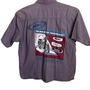 Harley Davidson Shirt Men's Size 3XL Light Purple Short Sleeve Graphic Button Up
